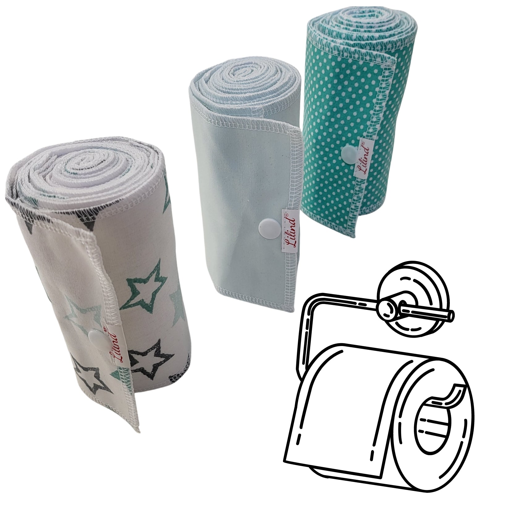 30 Pack Reusable toilet paper roll, Stars Starter set, Paperless toilet towels, Zero Waste, Washable Nonpaper Towels, Family Cloth