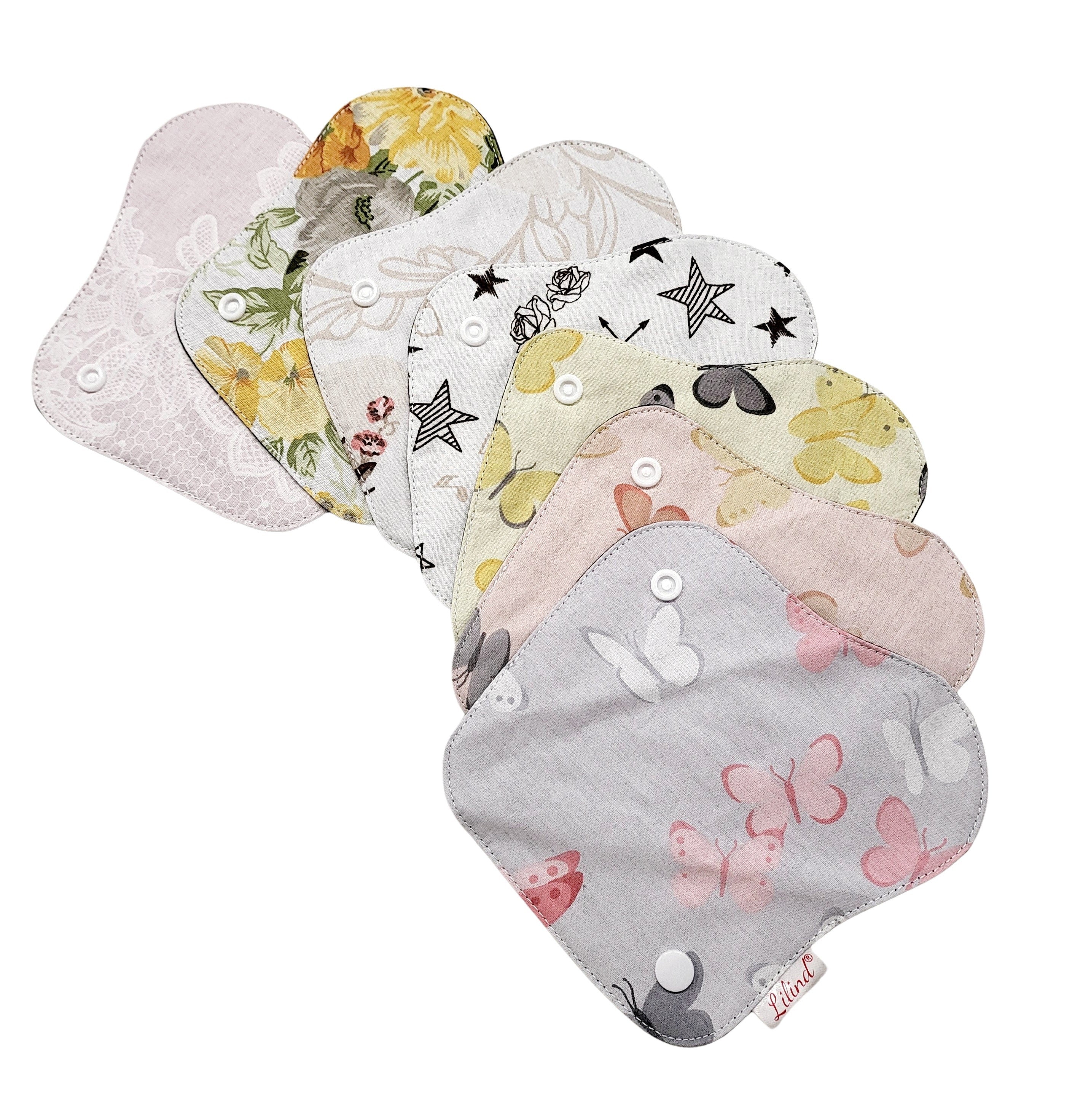 7 Pack Reusable Waterproof Thong Pantyliners, Random Flowers, Extra-Thin