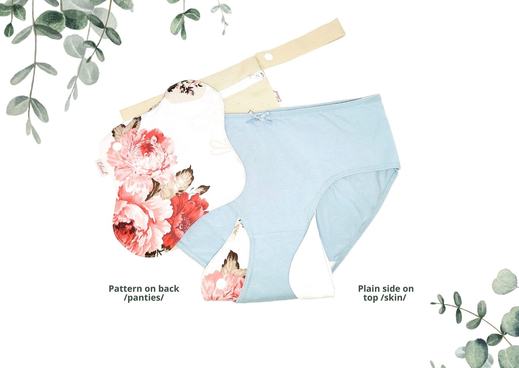 Lilind® 6 Pack  Cotton Cloth Pads with free Bag, Comfortable, Healthy, Waterproof, Reusable, Red flowers