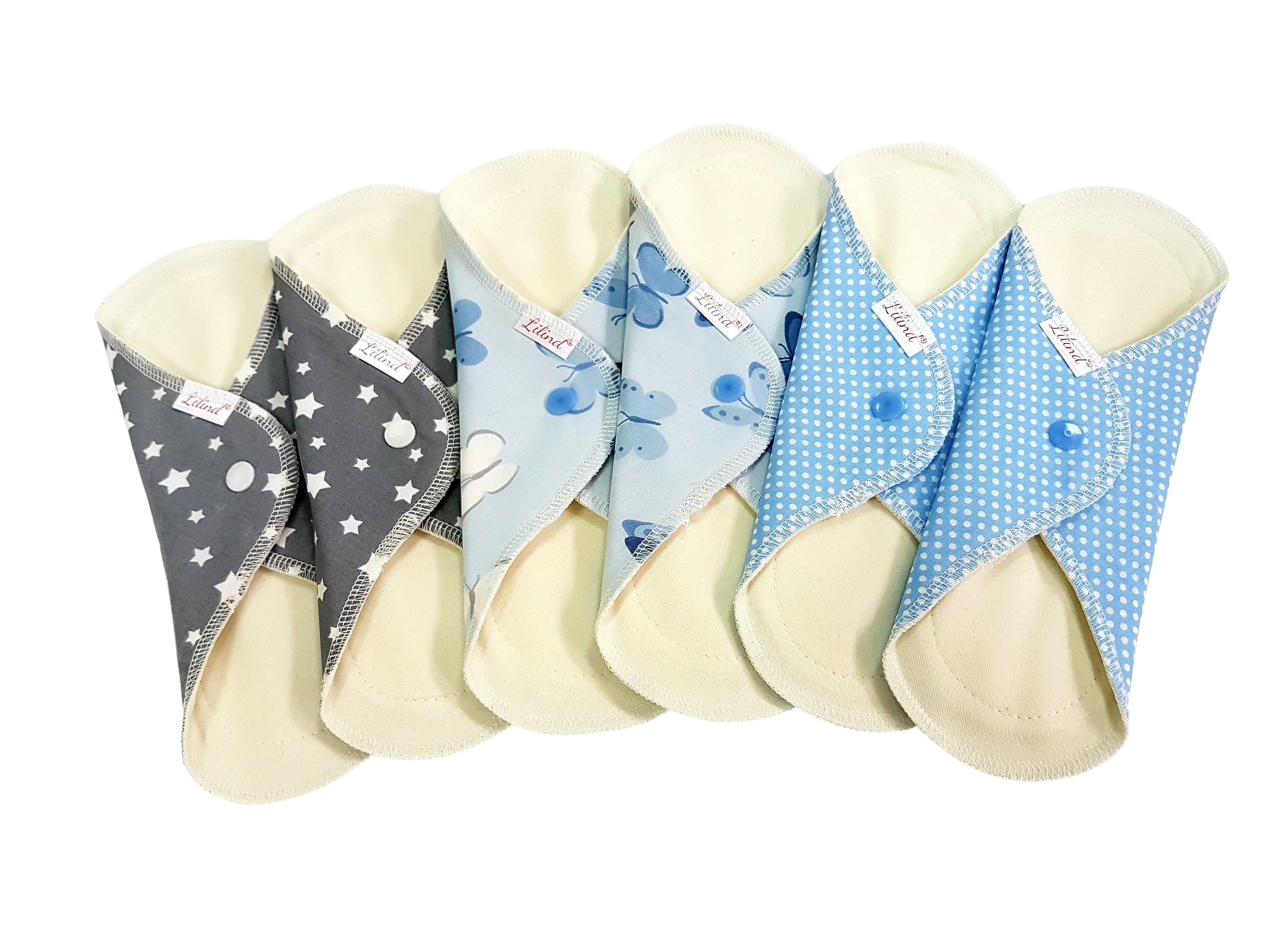 Lilind® 6 Pack 7" Organic Cloth Everyday Pantyliner Pads, Soft, Comfortable, Zero Waste, Gift for women