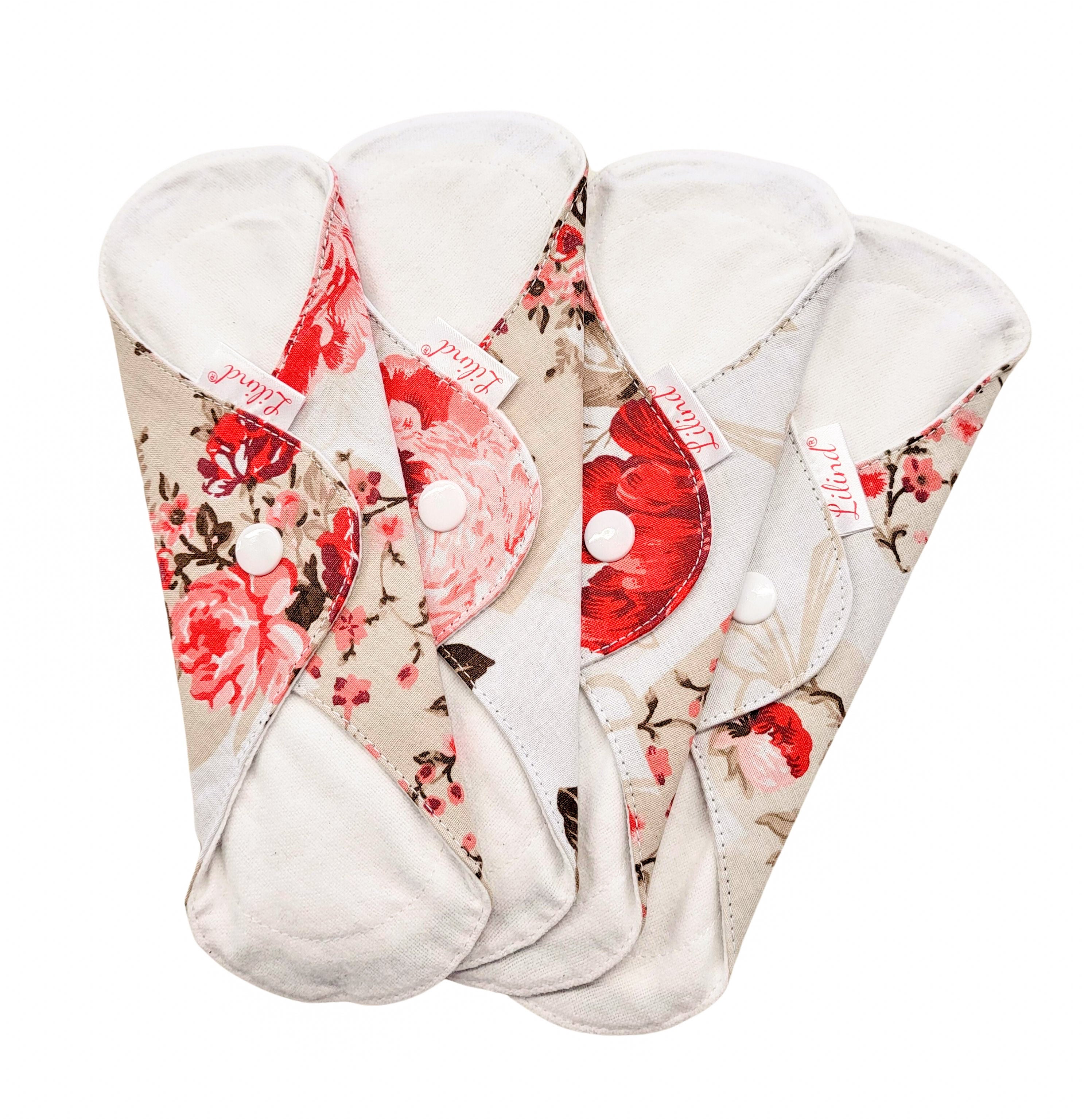 Lilind® 17 Pack Jumbo Set Organic Cloth Pads, Reusable Washable Menstrual Family Cloth, Zero Waste 100% Cotton