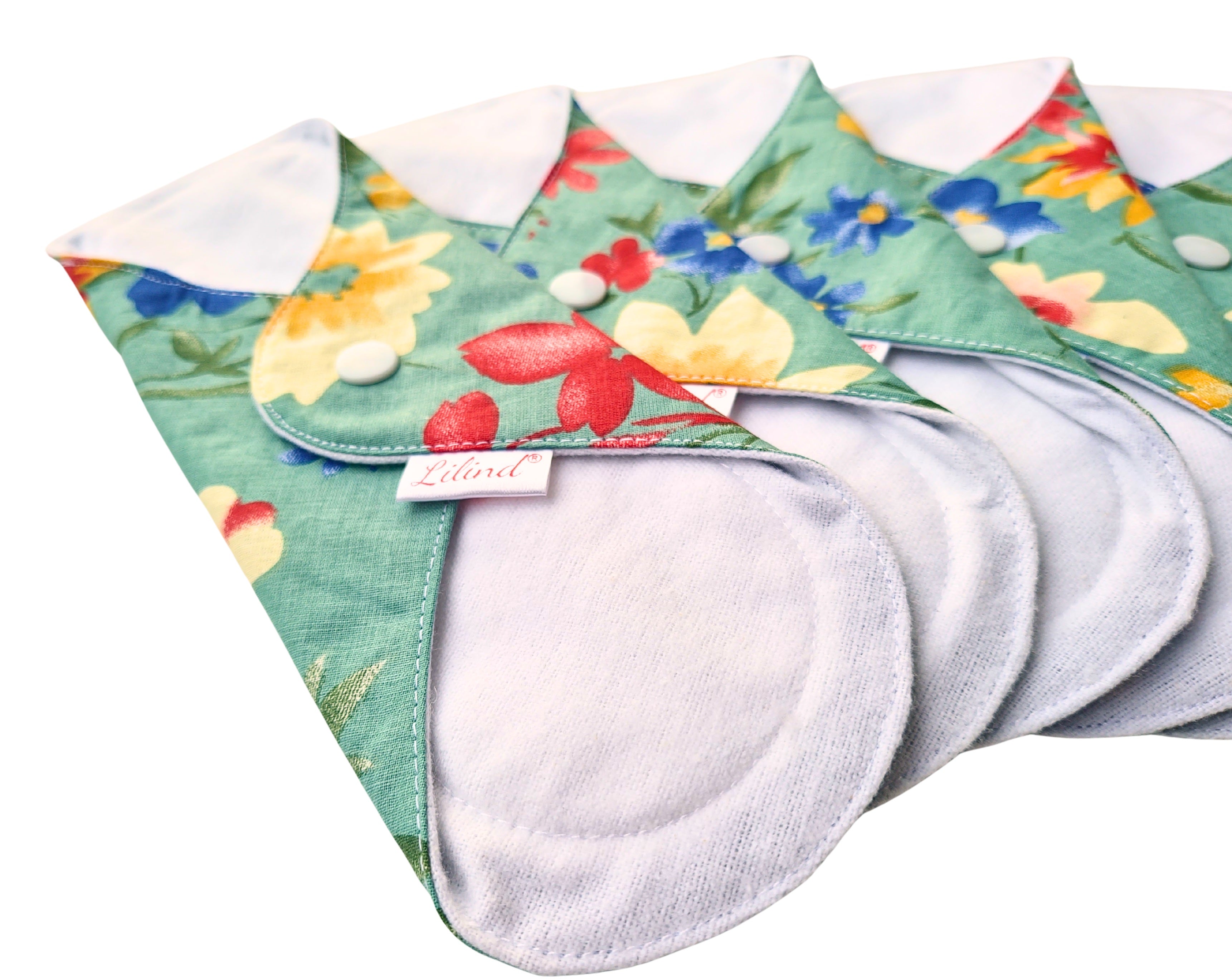 Lilind® 6 Pack Reusable Cloth pads, 100% cotton, Comfortable, Waterproof