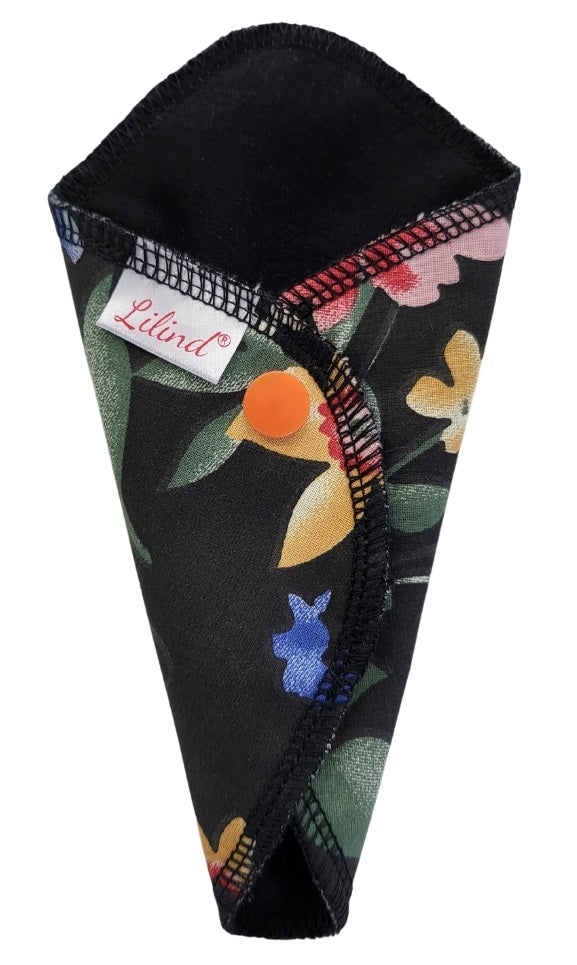 7 Pack Reusable Thong Pantyliners, Black Waterproof Cloth pads, Extra-Thin