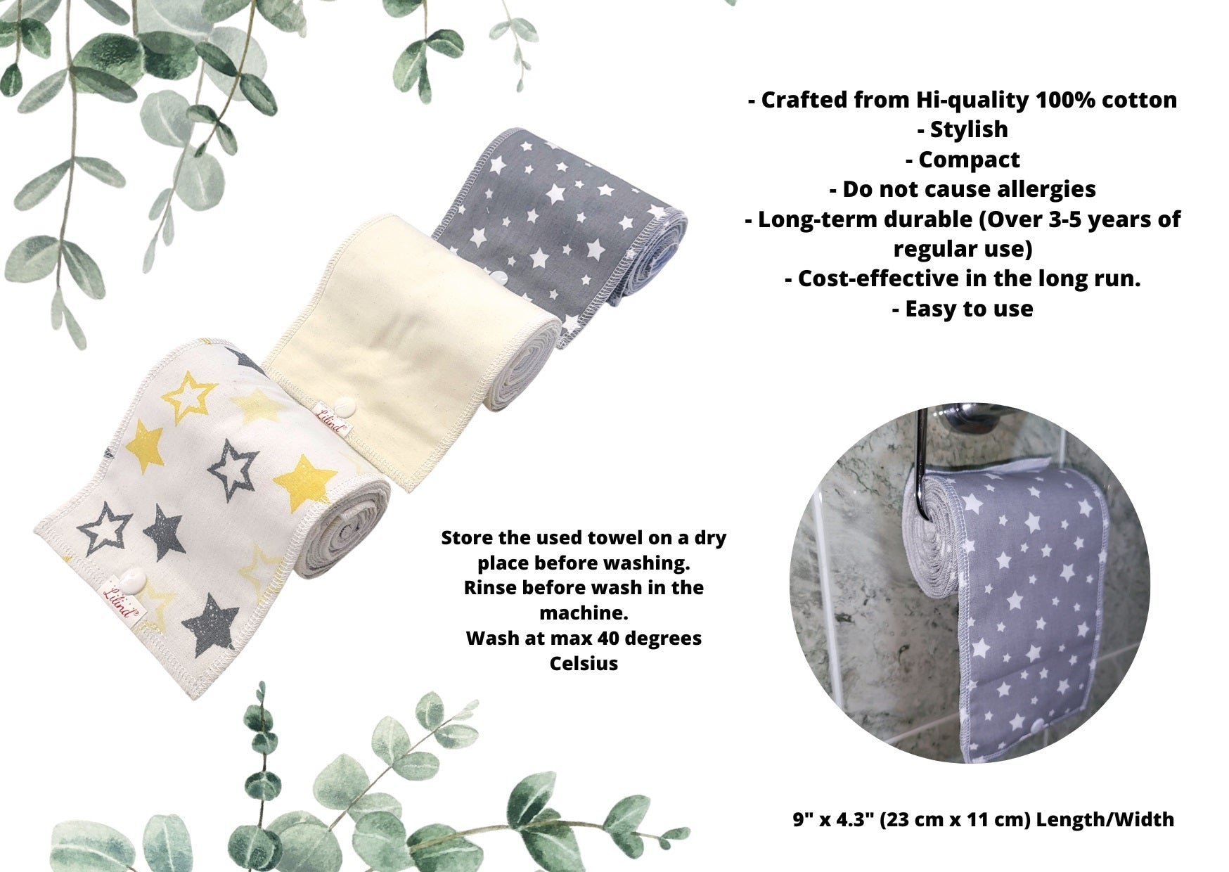 Starter set 30 Pack Reusable toilet paper, Paperless toilet towels, Washable Family Cloth, Zero Waste