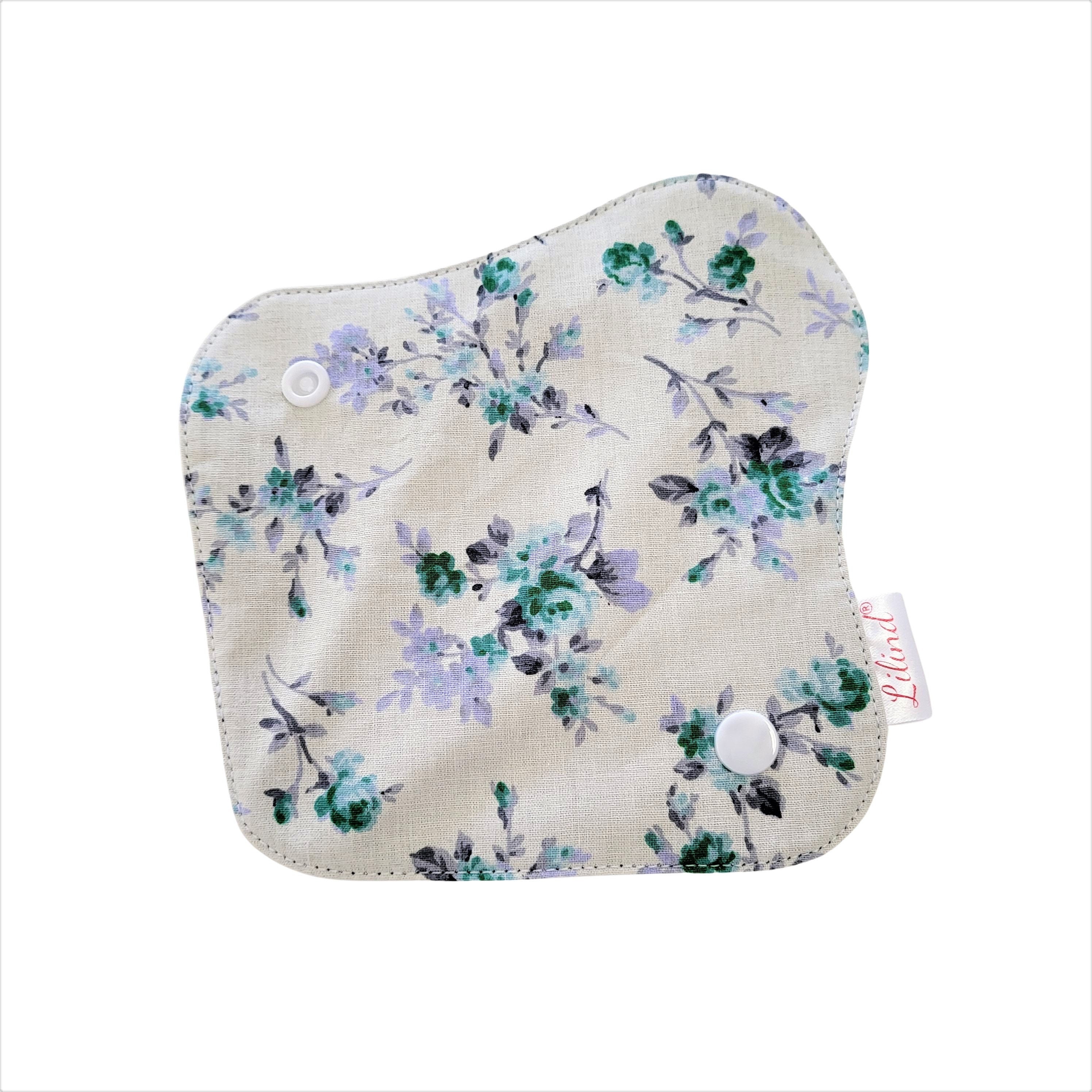 Lilind® 7 Pack Thong Pantyliners, Reusable, Extra-Thin, Washable, Zero Waste, 100% Cotton, Blue Flowers