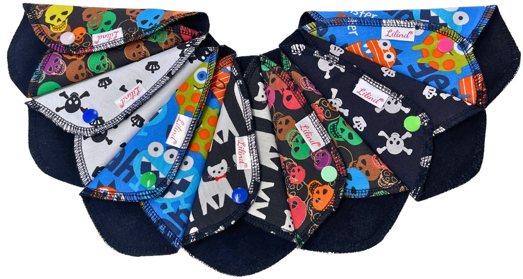 7 Pack Reusable Thong Pantyliners, Halloween Theme, Extra-Thin for Everyday usage