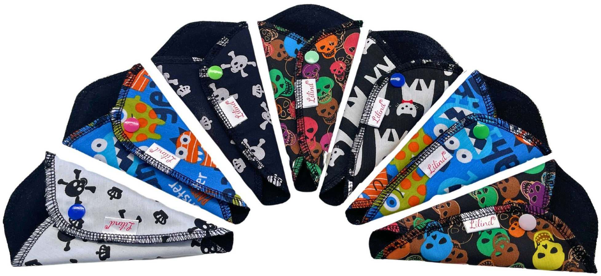 7 Pack Reusable Thong Pantyliners, Halloween Theme, Extra-Thin for Everyday usage