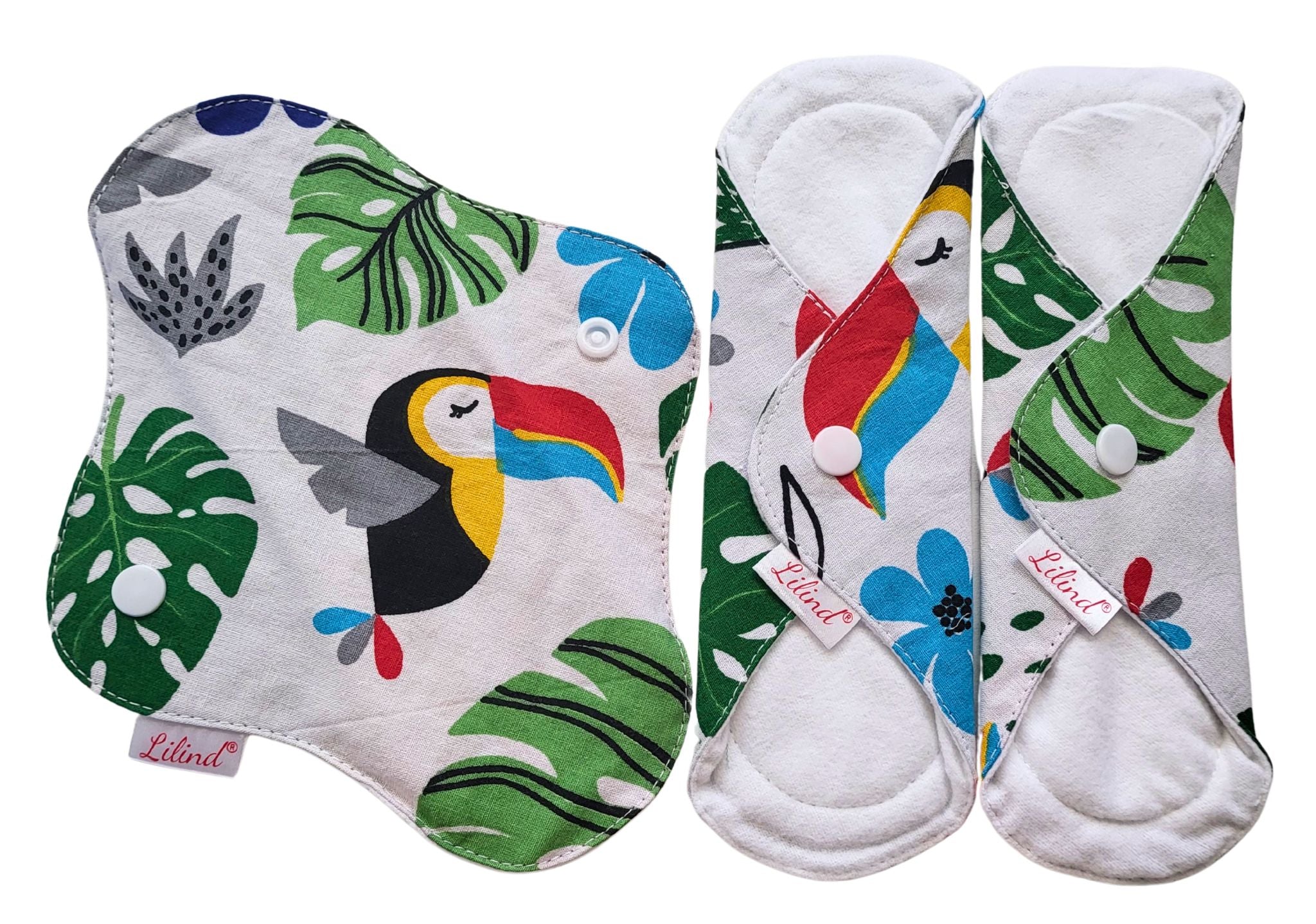 Lilind® 17 Pack Jumbo Set Organic Cloth Pads, Reusable Washable Menstrual Family Cloth, Zero Waste 100% Cotton