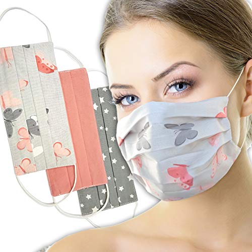 Lilind® Cloth Face Masks, Breathable, Handmade, Reusable, Washable Covers, 100% Cotton
