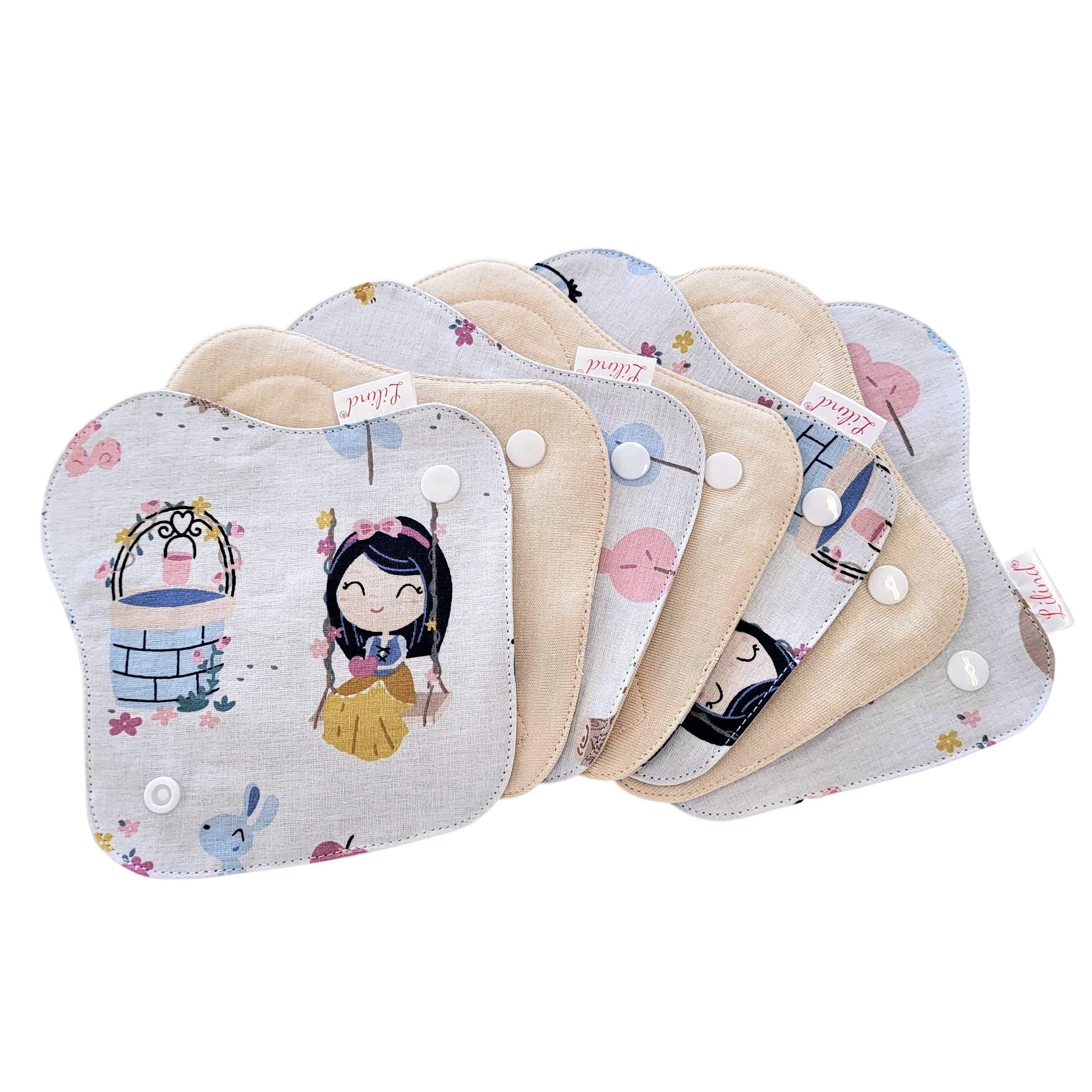 7 Pack Reusable Thong Pantyliners, Organic Cloth Pads