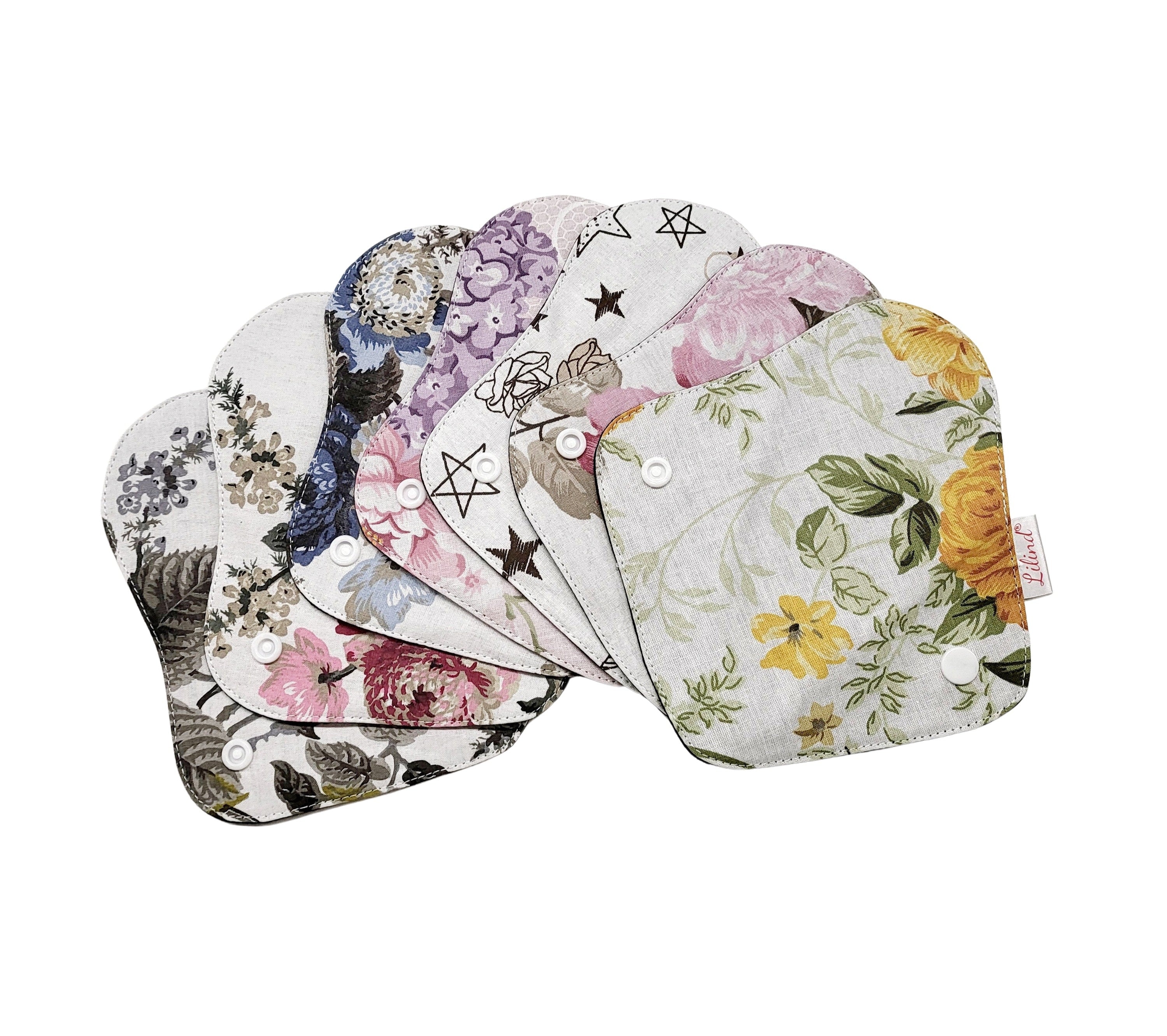 7 Pack Reusable Waterproof Thong Pantyliners, Random Flowers, Extra-Thin