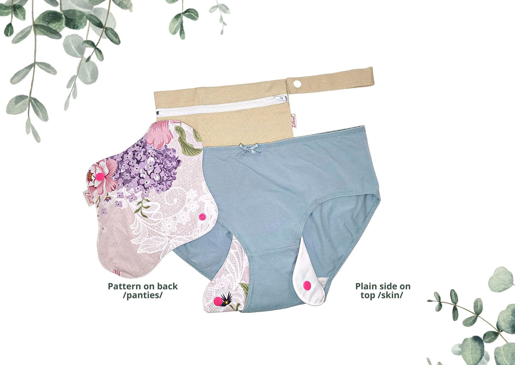 Lilind® 6 Pack  Cotton Cloth Pads with free Bag, Comfortable, Waterproof, Reusable, Lilac flowers