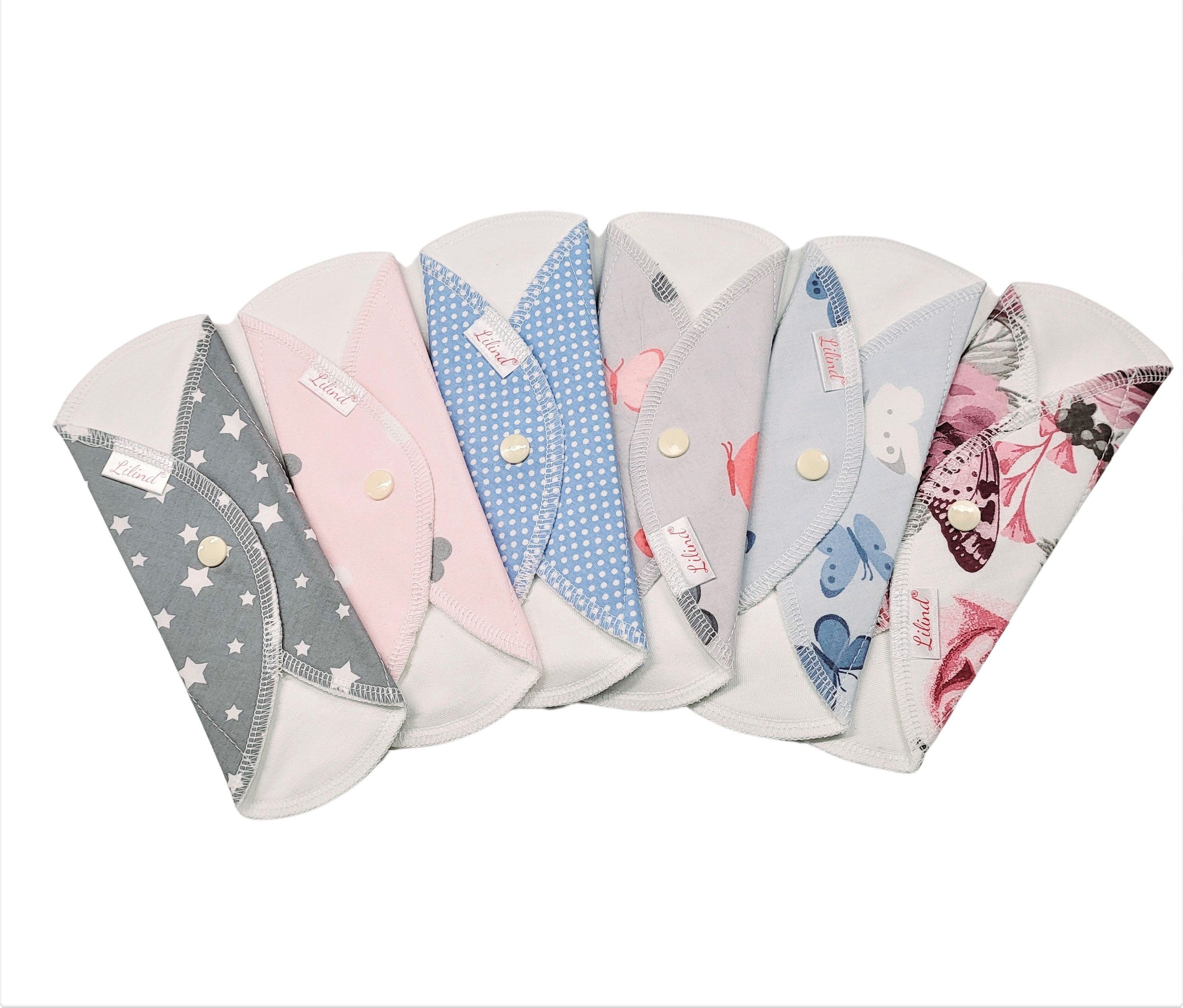 Lilind® 6 Pack 7" Organic Cloth Everyday Pantyliner Pads, Soft, Comfortable, Zero Waste, Gift for women