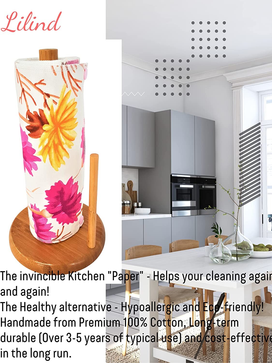 Eco Kitchen Rolls, Zero Waste, Eco-Friendly, Washable, Reusable Nonpaper Towels, Cloth Napkins