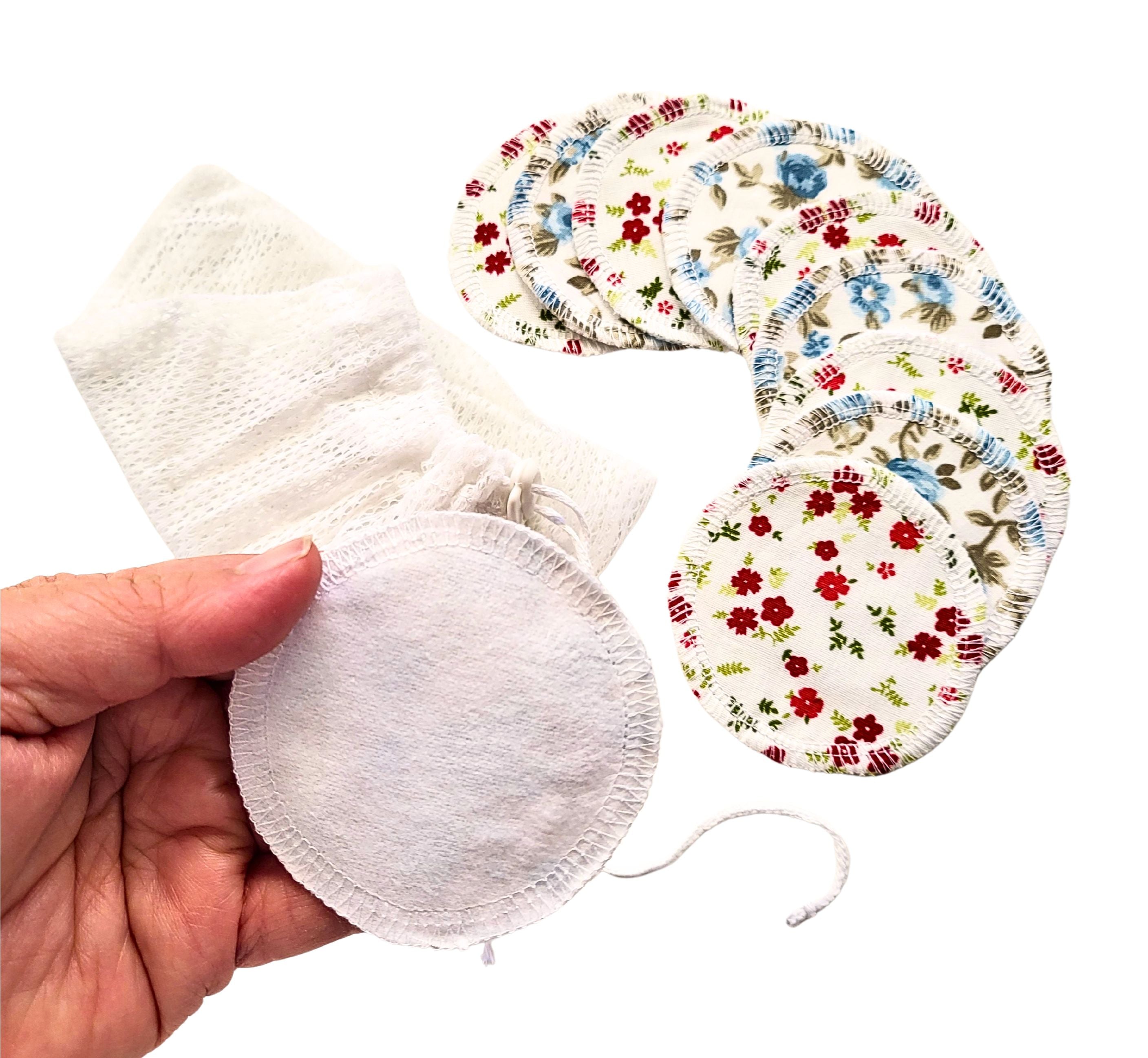 Lilind® 10 Pack Reusable Cotton Rounds, Makeup Removal Wipes, Free Wash Bag, Red and Blue Flowers