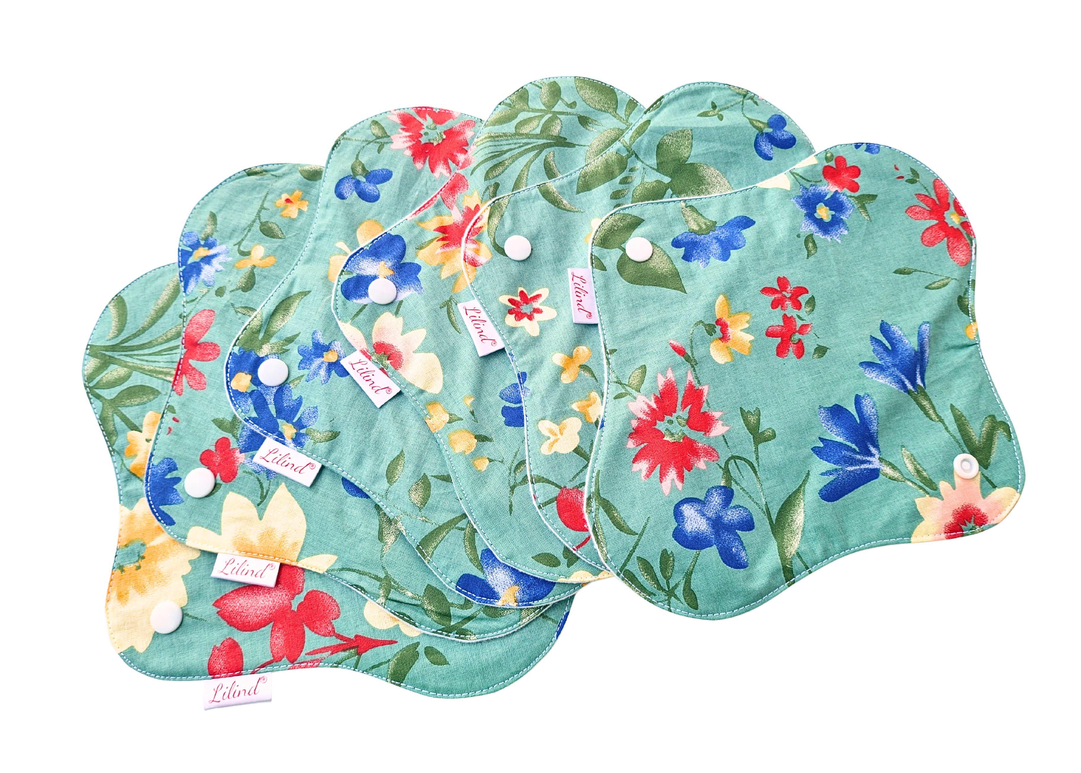 Lilind® 6 Pack Reusable Cloth pads, 100% cotton, Comfortable, Waterproof