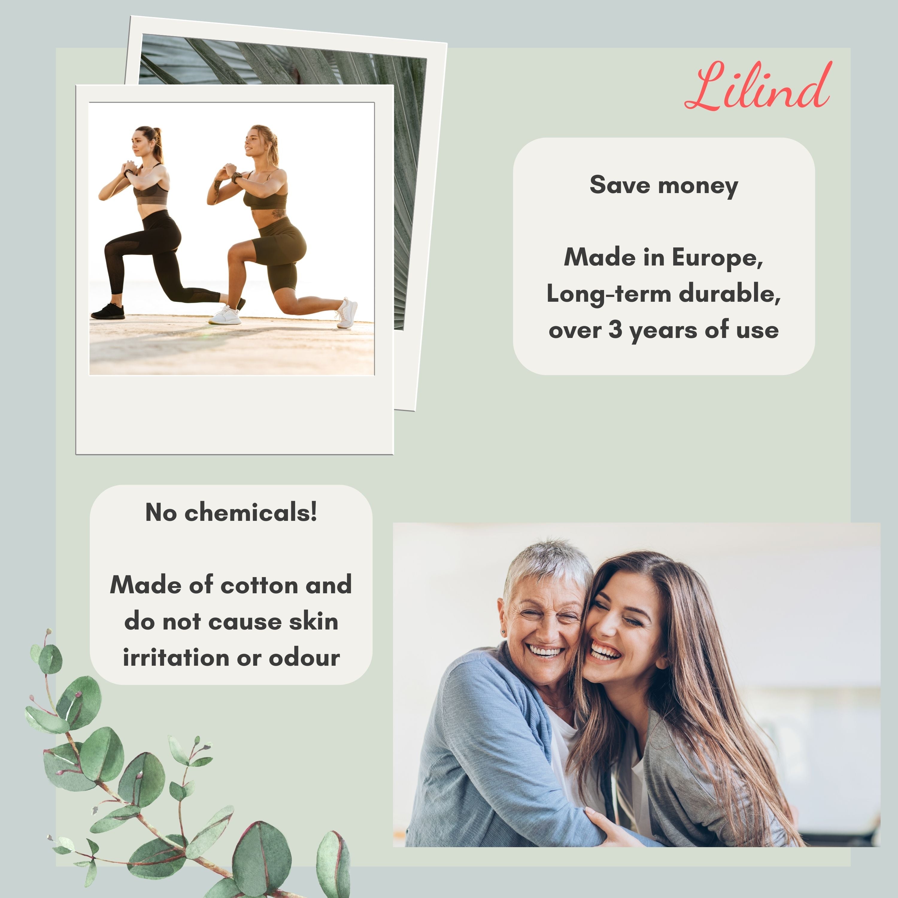 Lilind® 17 Pack Jumbo Set Organic Cloth Pads, Reusable Washable Menstrual Family Cloth, Zero Waste 100% Cotton