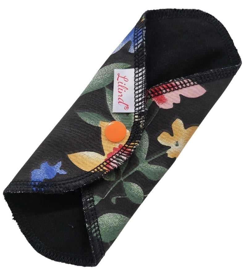 7 Pack Reusable Thong Pantyliners, Black Waterproof Cloth pads, Extra-Thin