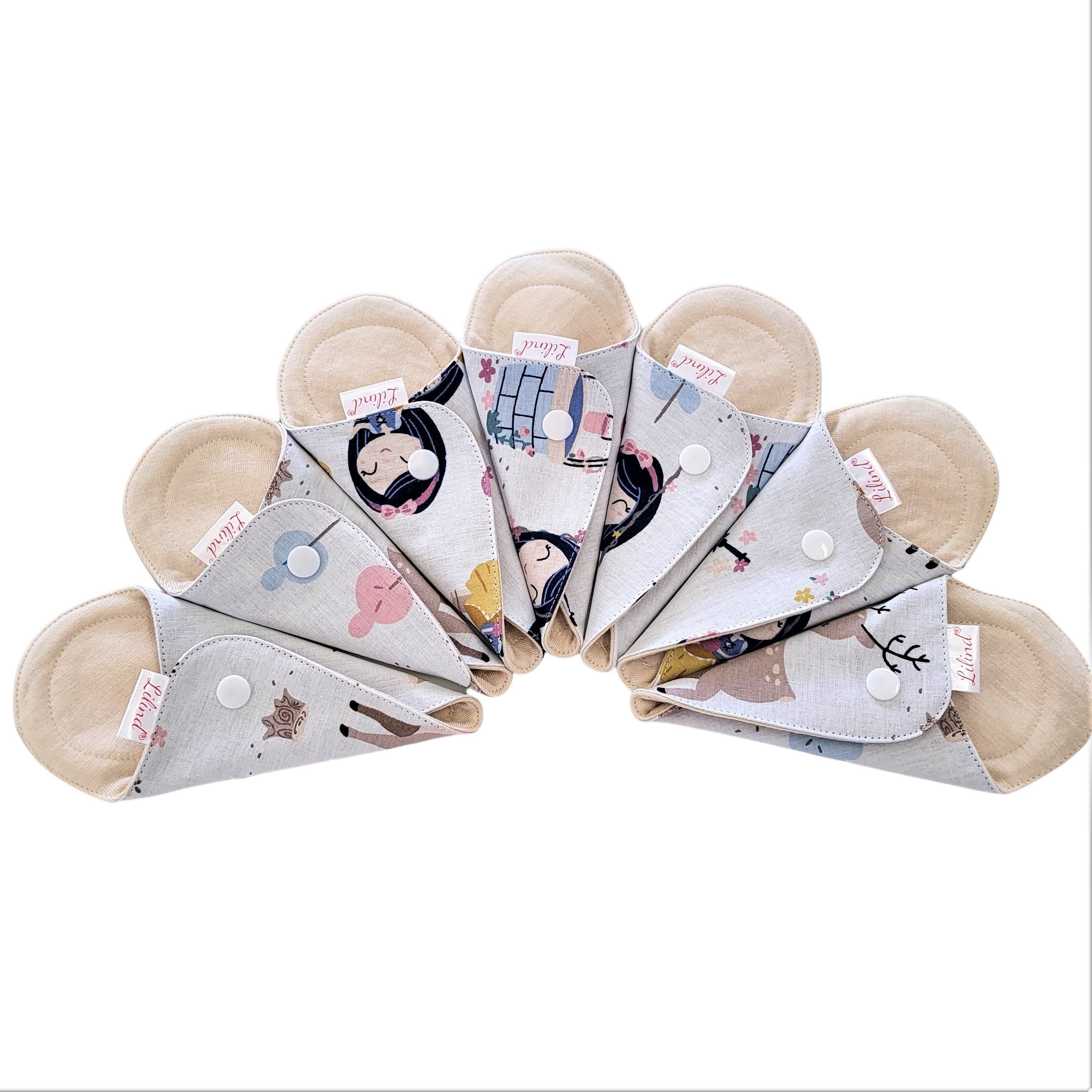 7 Pack Reusable Thong Pantyliners, Organic Cloth Pads