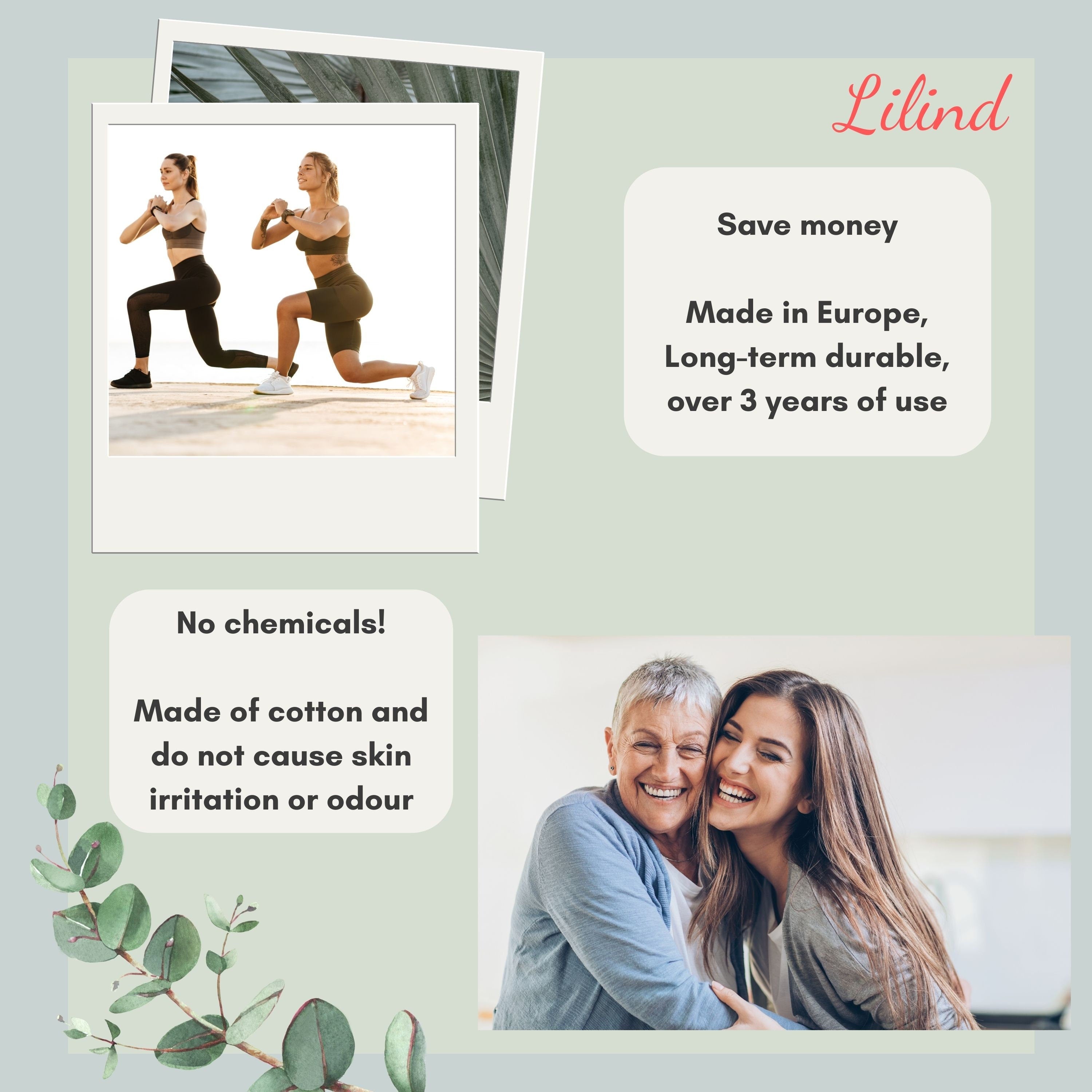 Lilind® 6 Pack Organic Cloth Pads with free Bag, Comfortable, Healthy, Waterproof, Reusable, 100% Cotton, Spring flowers